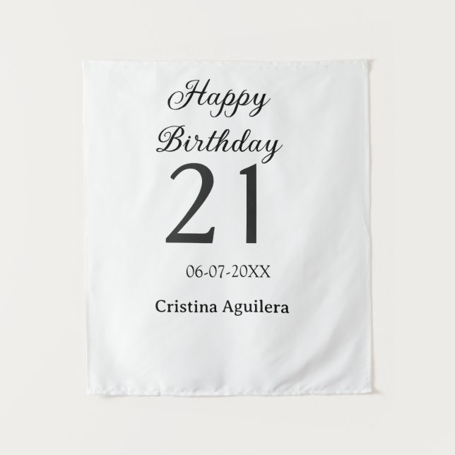 Happy 21st birthday bold letter simple name minima wandteppich (Vorderseite)