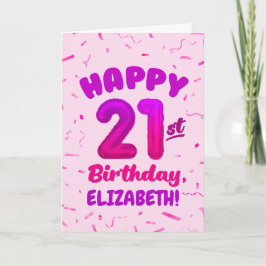 Happy 21st Birthday Card with Custom Name Karte
