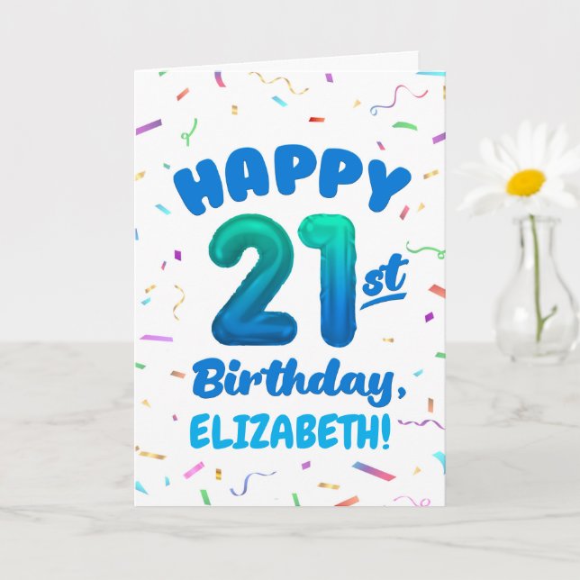 Happy 21st Birthday Card with Custom Name Karte (Kleine Pflanze)