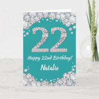 Happy 22. Geburtstag Aquamarin und Silver Glitzer 