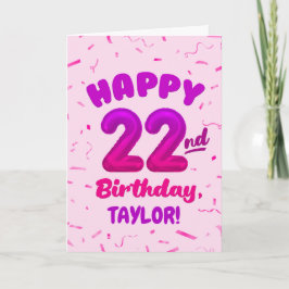 Happy 22nd Birthday Card with Custom Name Karte