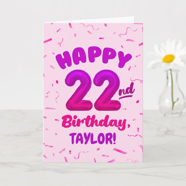 Happy 22nd Birthday Card with Custom Name Karte (Kleine Pflanze)