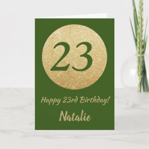 Happy 23. Geburtstags Green and Gold Glitzer Card Karte