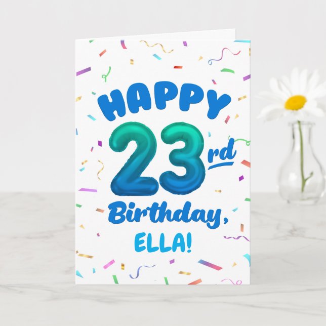 Happy 23rd Birthday Card with Custom Name Karte (Kleine Pflanze)