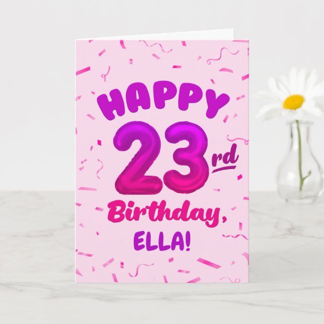 Happy 23rd Birthday Card with Custom Name Karte (Kleine Pflanze)