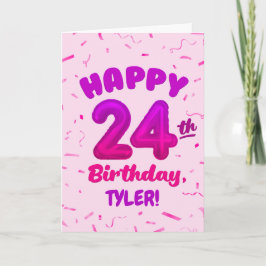Happy 24th Birthday Card with Custom Name Karte
