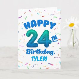 Happy 24th Birthday Card with Custom Name Karte