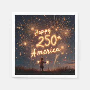 Happy 250. Geburtstag Amerika in Feuerwerken Serviette