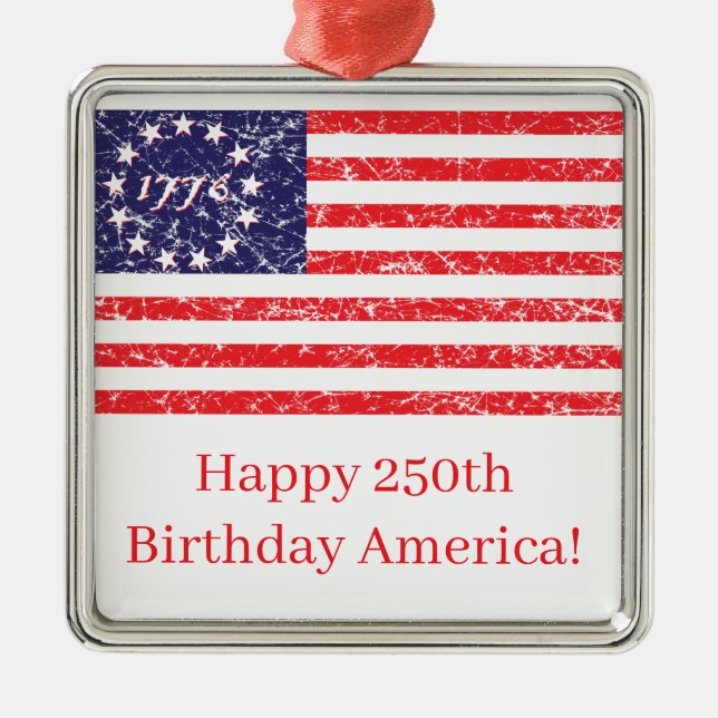 Happy 250th America Ornament Aus Metall (Vorne)