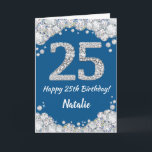 Happy 25. Geburtstag Blue and Silver Glitzer Card Karte<br><div class="desc">Happy 25. Geburtstag Blue and Silver Glitzer Card mit personalisiertem Namen. Für weitere Anpassungen klicken Sie bitte auf die Schaltfläche "Anpassen" und verwenden Sie unser Designwerkzeug,  um diese Vorlage zu ändern.</div>