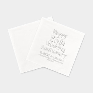 Happy 25. Hochzeitstag Retro Typografie Servietten Mit Folie