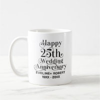Happy 25. Hochzeitstag Schwarze Typografie