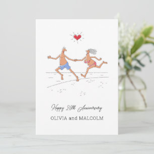 Happy 25. Silver Wedding Anniversary Couple Heart Karte