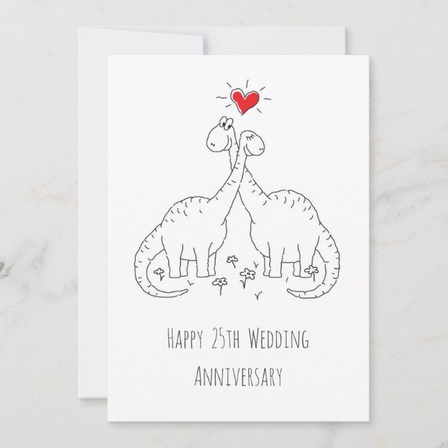 Happy 25 th Wedding Anniversary Dinosaurier Card (Vorderseite)