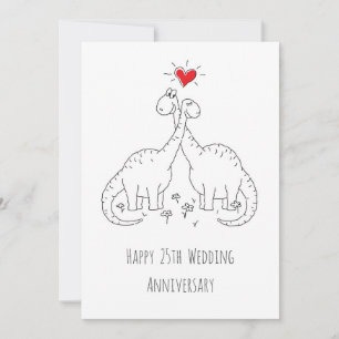 Happy 25 th Wedding Anniversary Dinosaurier Card
