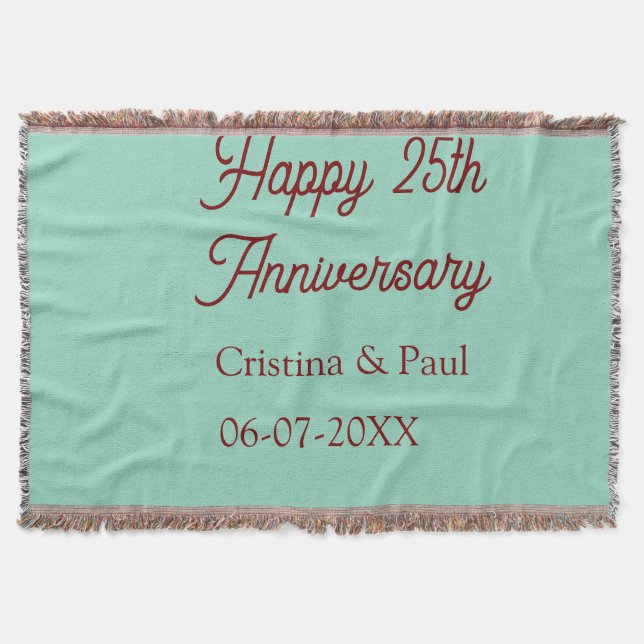 Happy 25th aniversary green mauve pastel boho retr decke (Vorderseite)