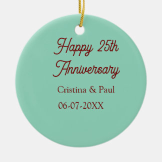 Happy 25th aniversary green mauve pastel boho retr keramik ornament