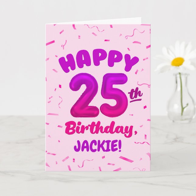 Happy 25th Birthday Card with Custom Name Karte (Kleine Pflanze)