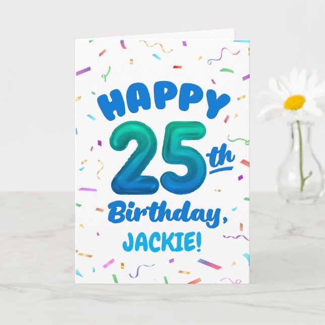 Happy 25th Birthday Card with Custom Name Karte (Kleine Pflanze)
