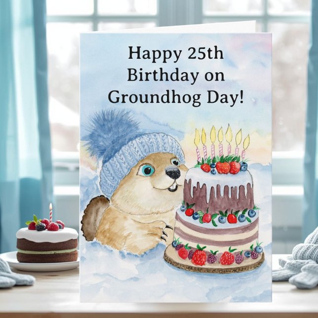  Happy 25th Groundhog Day Birthday  Karte (Von Creator hochgeladen)
