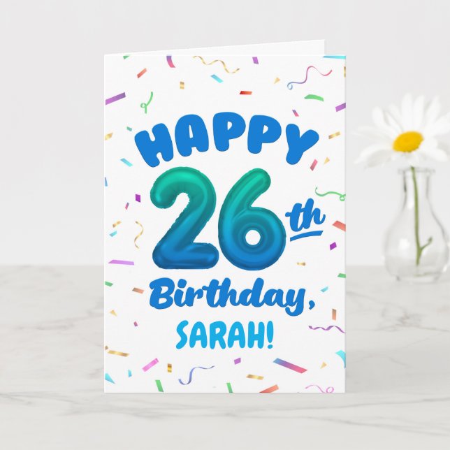 Happy 26th Birthday Card with Custom Name Karte (Kleine Pflanze)