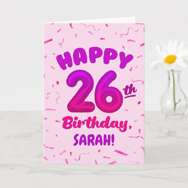 Happy 26th Birthday Card with Custom Name Karte (Kleine Pflanze)