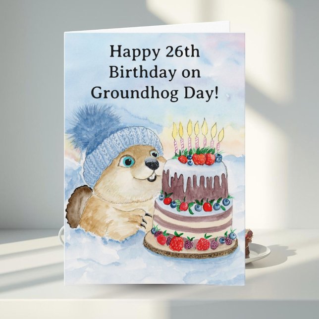  Happy 26th Groundhog Day Birthday  Karte (Von Creator hochgeladen)