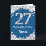 Happy 27. Geburtstag Blue and Silver Glitzer Card Karte<br><div class="desc">Glückliche 27. Geburtstagskarte Blue and Silver Glitzer Card mit personalisiertem Namen. Für weitere Anpassungen klicken Sie bitte auf die Schaltfläche "Anpassen" und verwenden Sie unser Designwerkzeug,  um diese Vorlage zu ändern.</div>