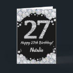 Happy 27. Geburtstagskarte Schwarz/Silber Glitzer  Karte<br><div class="desc">Glückliche 27. Geburtstagskarte Black and Silver Glitzer Card mit personalisiertem Namen. Für weitere Anpassungen klicken Sie bitte auf die Schaltfläche "Anpassen" und verwenden Sie unser Designwerkzeug,  um diese Vorlage zu ändern.</div>