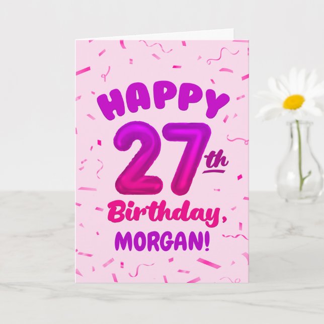 Happy 27th Birthday Card with Custom Name Karte (Kleine Pflanze)