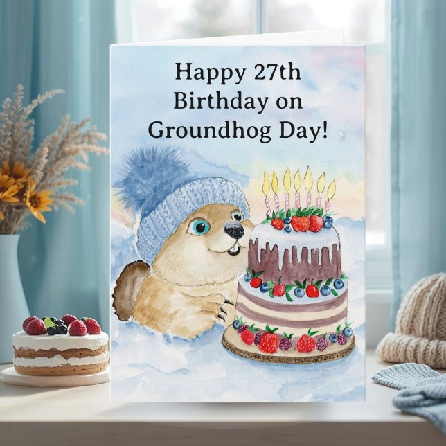  Happy 27th Groundhog Day Birthday  Karte (Von Creator hochgeladen)