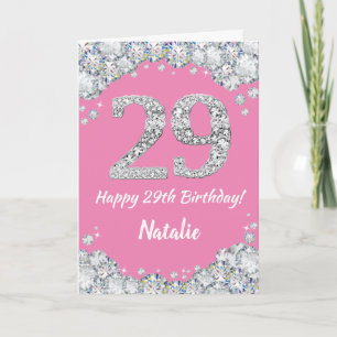 Happy 29. Geburtstag Pink und Silver Glitzer Card Karte