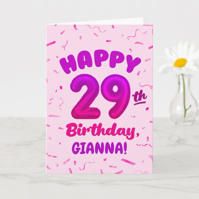 Happy 29th Birthday Card with Custom Name Karte (Kleine Pflanze)