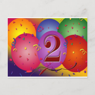 Happy 2. Geburtstag Balloons Postkarte