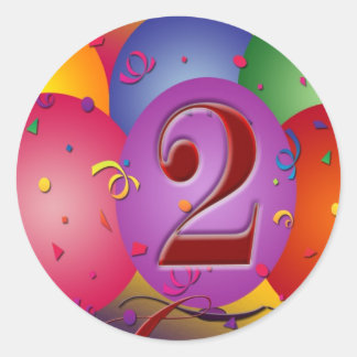 Happy 2. Geburtstag Balloons Runder Aufkleber