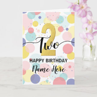 Happy 2. Geburtstag Pastel Rainbow Gold Frau Karte