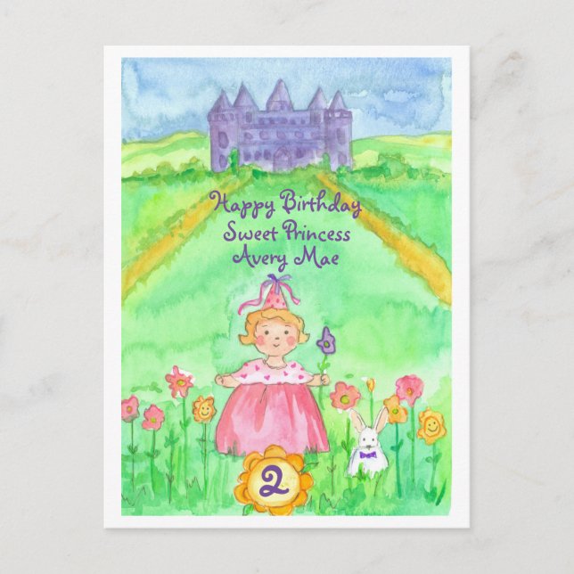 Happy 2. Geburtstag Princess Castle Postkarte (Vorderseite)
