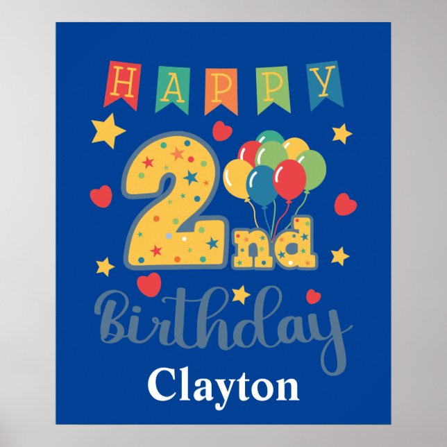 Happy 2. Geburtstagspopster Poster (Vorne)