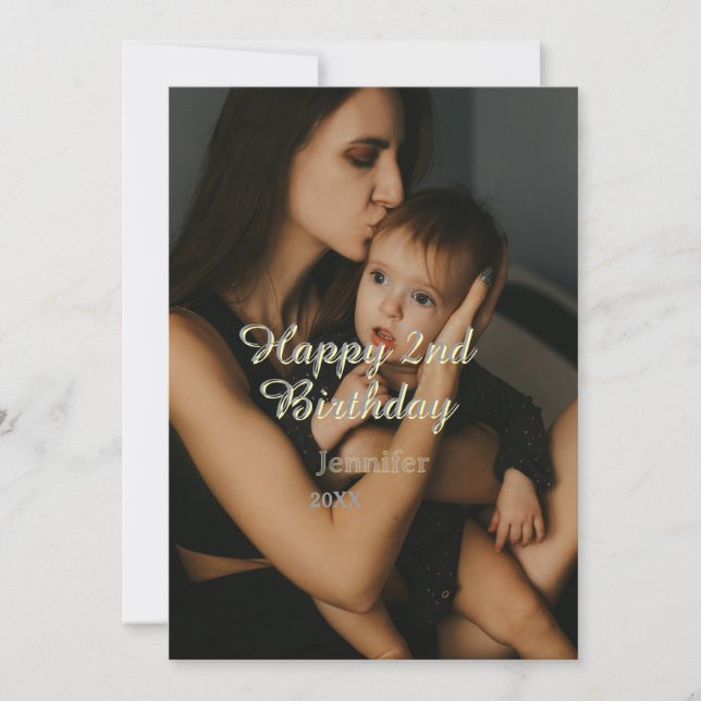 Happy 2nd birthday kids baby mother yellow gray na (Vorderseite)