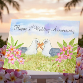 Happy 2nd Wedding Anniversary Laysan Albatross Karte