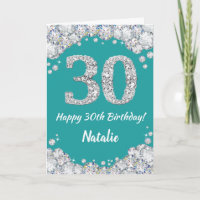 Happy 30. Geburtstag Aquamarine und Silberne Glitz