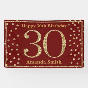 Happy 30. Geburtstag Banner Burgundy Red Gold
