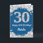 Happy 30. Geburtstag Blue and Silver Glitzer Card Karte<br><div class="desc">Happy 30. Geburtstag Blue and Silver Glitzer Card mit personalisiertem Namen. Für weitere Anpassungen klicken Sie bitte auf die Schaltfläche "Anpassen" und verwenden Sie unser Designwerkzeug,  um diese Vorlage zu ändern.</div>