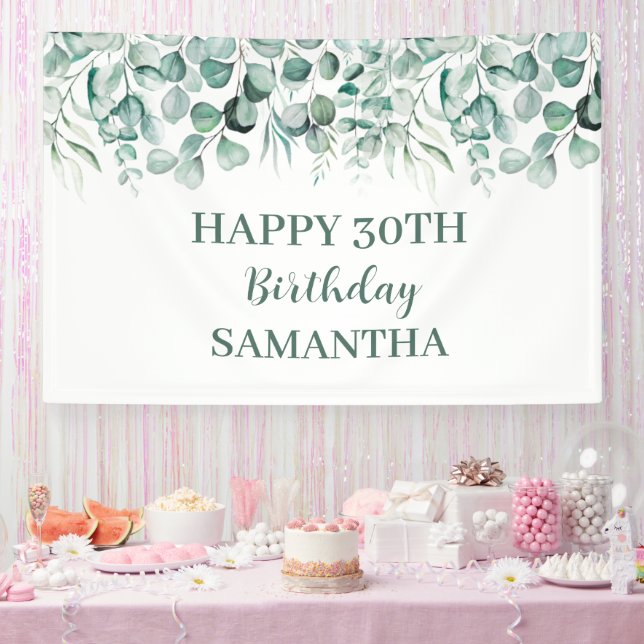 Happy 30. Geburtstag Eukalyptus Botanisch Rustikal Banner (Party)