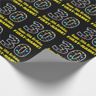 Happy 30. Geburtstag, Fun Colorful Stars Muster 30 Geschenkpapier