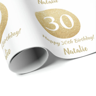 Happy 30. Geburtstag Gold Glitzer und White Geschenkpapier