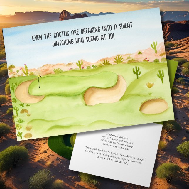 Happy 30. Geburtstag Wüste Golfplatz Wasserfarbe Karte (Von Creator hochgeladen)