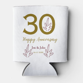 Happy 30th anniversary name date golden red leaf dosenkühler