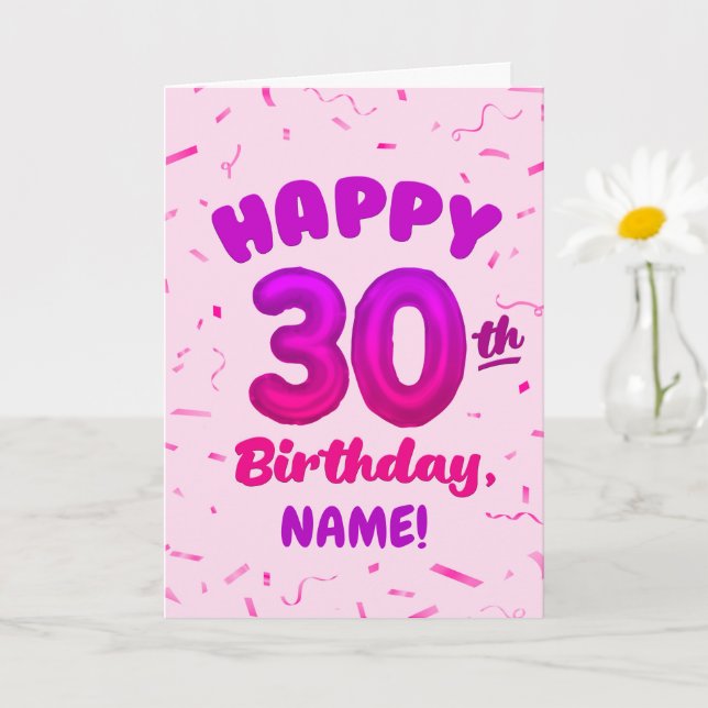 Happy 30th Birthday Card with Custom Name Karte (Kleine Pflanze)