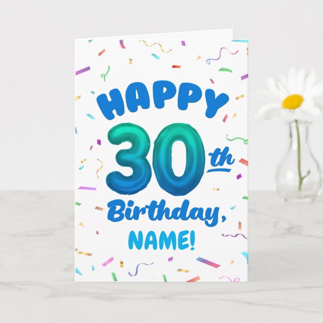 Happy 30th Birthday Card with Custom Name Karte (Kleine Pflanze)